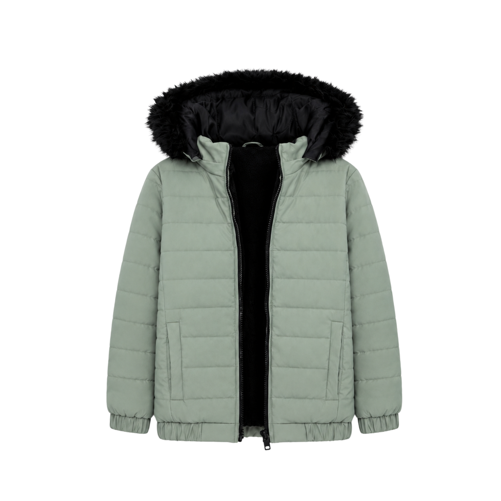 C GREEN FUR PUFFER JACKET
