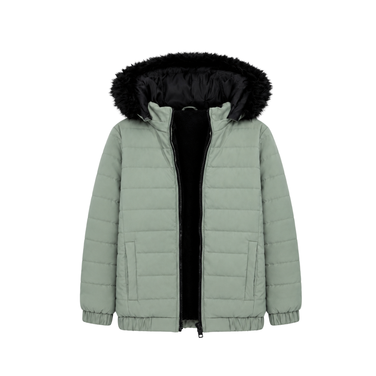 C GREEN FUR PUFFER JACKET