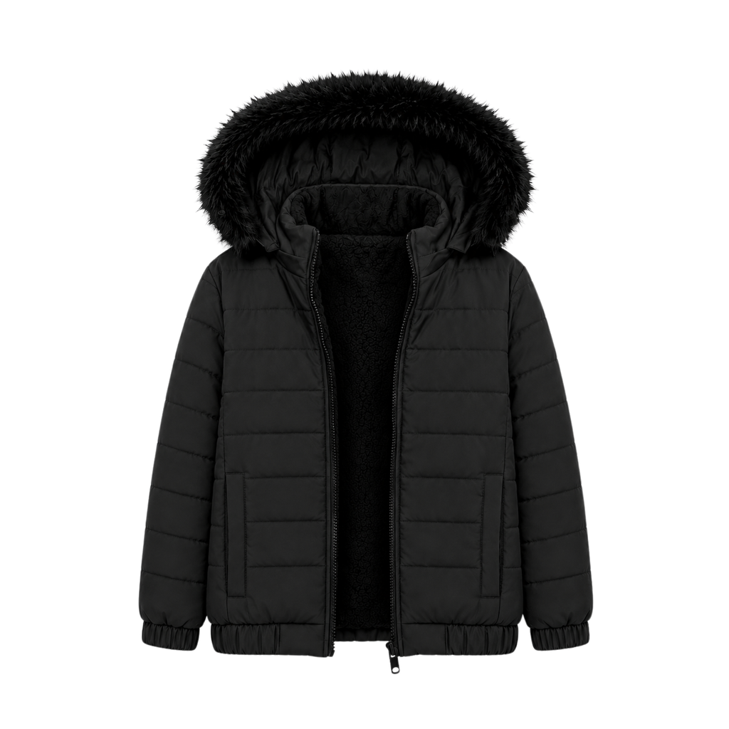BLACK FUR PUFFER JACKET