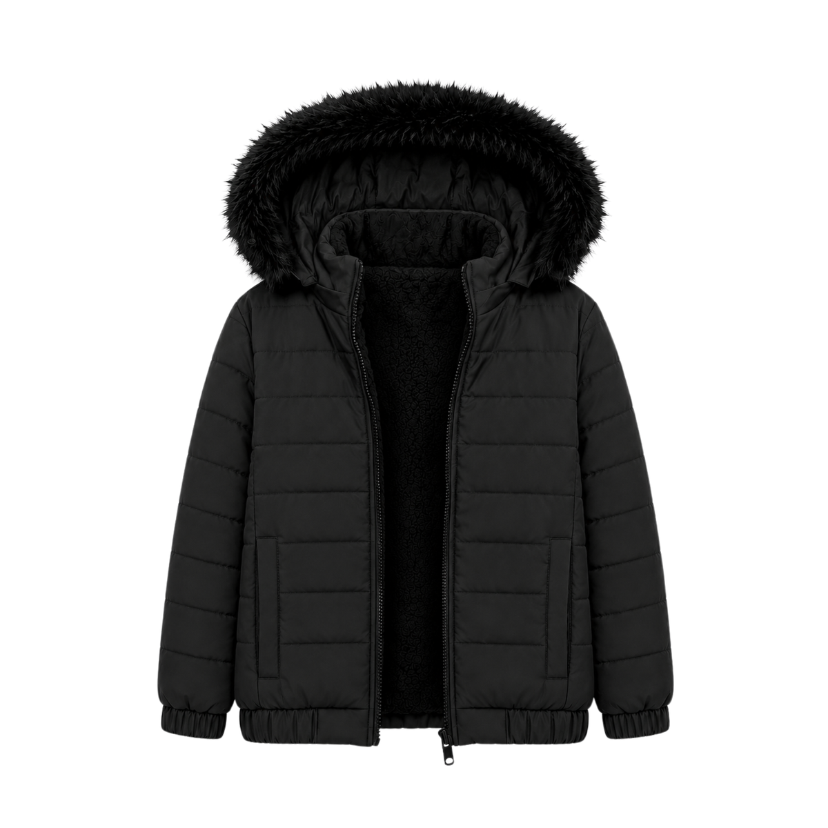 BLACK FUR PUFFER JACKET