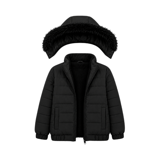 BLACK FUR PUFFER JACKET