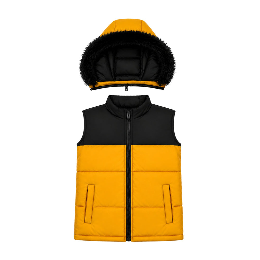 MUSTARD SLEEVELESS PUFFER JACKET
