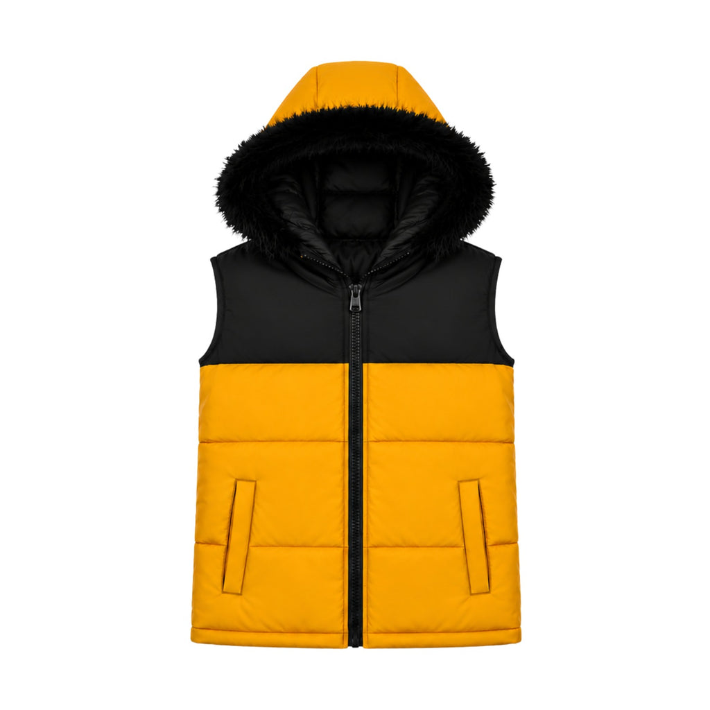 MUSTARD SLEEVELESS PUFFER JACKET